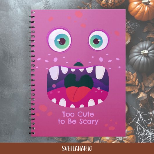 Cute Pink Monster Face Spiral Notebook Notitieboek