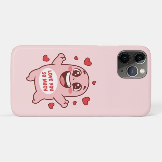 Cute Pink Monster Love You So Much Art Case-Mate iPhone Case (Achterkant (horizontaal))