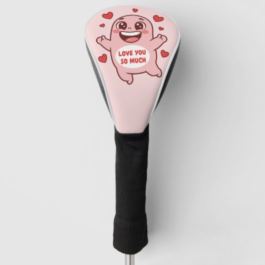 Cute Pink Monster Love You So Much Art Golfheadcover (Voorkant)