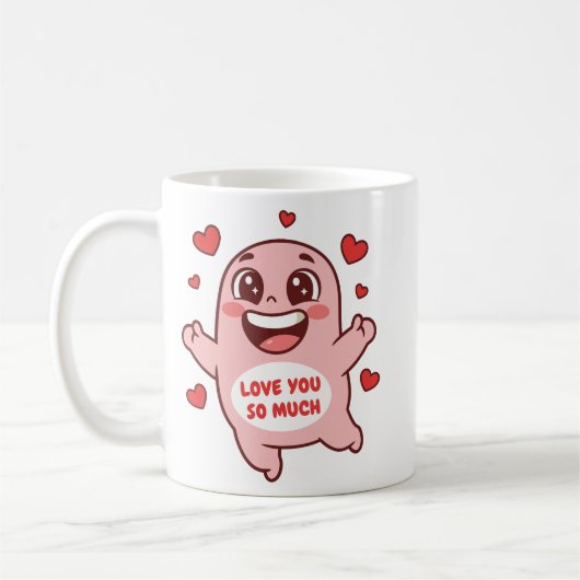 Cute Pink Monster Love You So Much Art Koffiemok (Links)