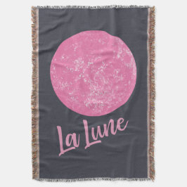 Cute Pink Moon Illustration French La Lune Blue Deken