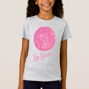 Cute Pink Moon Illustration French La Lune Quote T-shirt