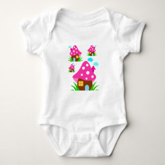 Cute Pink Mushroom House and Clouds  Baby Blanket Romper