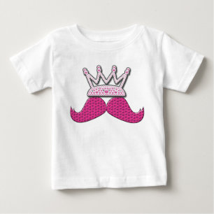 Cute Pink Mustache Printed Pearls Crown