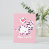 Cute Pink Mustache Unicorn Briefkaart (Staand voorkant)