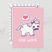 Cute Pink Mustache Unicorn Briefkaart (Voorkant / Achterkant)