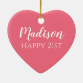 Cute Pink Name 21st Birthday Ornament (Achterkant)