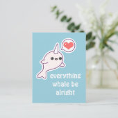 Cute Pink Narwhal Briefkaart (Staand voorkant)