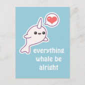 Cute Pink Narwhal Briefkaart (Voorkant)