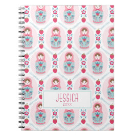 Cute Pink Nesting Doll Spiral Photo Notitieboek