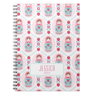 Cute Pink Nesting Doll Spiral Photo Notitieboek