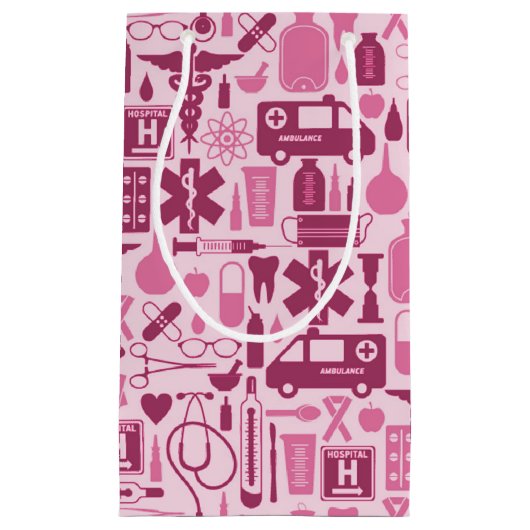 Cute Pink Neurse Doctor Medical Patroon Klein Cadeauzakje (Voorkant)