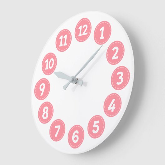Cute Pink Numbers Grote Klok (Hoek)