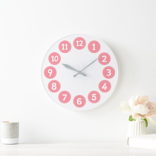 Cute Pink Numbers Grote Klok (Huis)