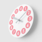 Cute Pink Numbers Ronde Klok (Hoek)