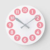 Cute Pink Numbers Ronde Klok (Voorkant)