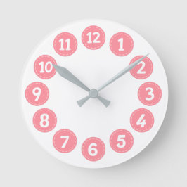 Cute Pink Numbers Ronde Klok