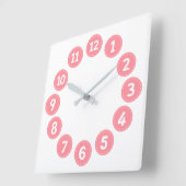 Cute Pink Numbers Vierkante Klok (Hoek)