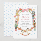 Cute Pink Nutcracker Christmas Girl Birthday  Kaart (Voorkant / Achterkant)