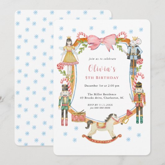 Cute Pink Nutcracker Christmas Girl Birthday  Kaart (Voorkant / Achterkant)