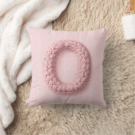 Cute pink O monogram initial crocheted letter boho Kussen