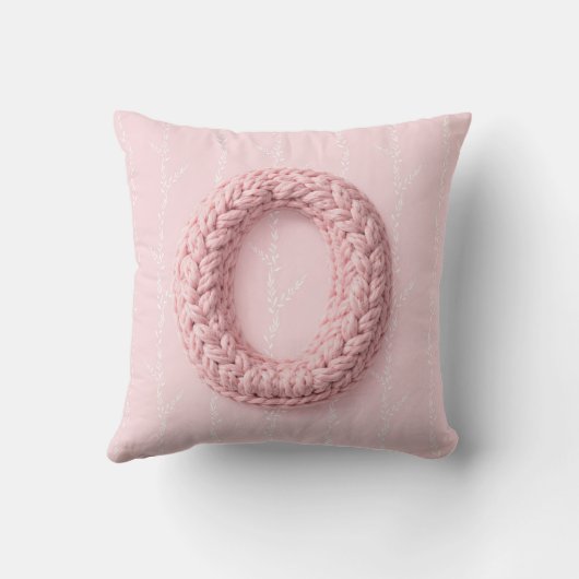 Cute pink O monogram initial crocheted letter boho Kussen (Achterkant)