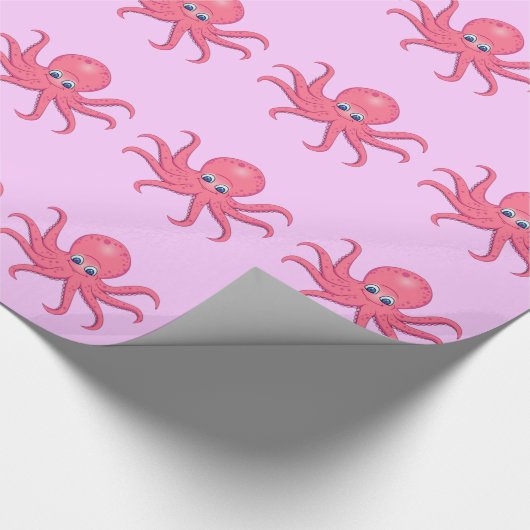 Cute Pink Octopus Cadeaupapier (Hoek)