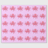 Cute Pink Octopus Cadeaupapier (Vlak)