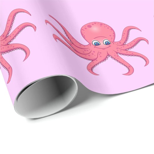 Cute Pink Octopus Cadeaupapier (Rol Hoek)