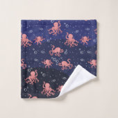 Cute Pink Octopus in de Galaxy Ocean  Bad Handdoek (Wasdoekje)