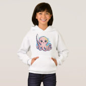 Cute Pink Octopus – Kids’ Hoodie (Voorkant volledig)