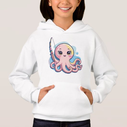 Cute Pink Octopus – Kids’ Hoodie (Voorkant)