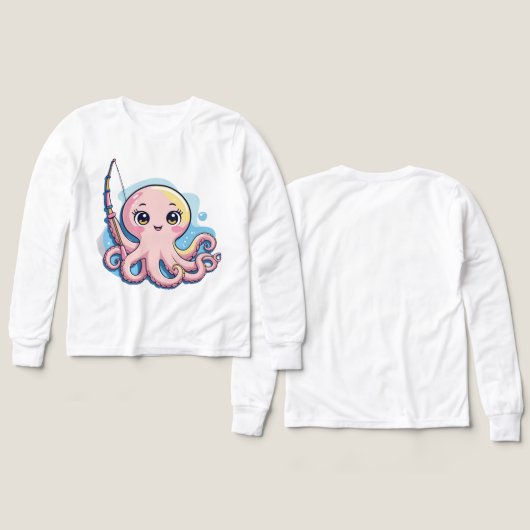 Cute Pink Octopus – Kids’ Long Sleeve Tee (Voorkant /achterkant)