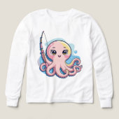 Cute Pink Octopus – Kids’ Long Sleeve Tee (Voorkant)