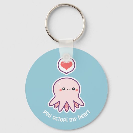 Cute Pink Octopus Sleutelhanger (Voorkant)