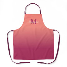 Cute Pink Ombre met naam Monogram Schort