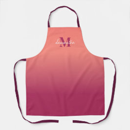 Cute Pink Ombre met naam Monogram Schort