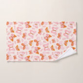 Cute Pink Oranje Boho Butterfly Pattern Bad Handdoek (Handdoek)