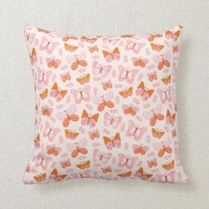 Cute Pink Oranje Boho Butterfly Pattern Kussen