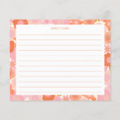 Cute Pink Oranje Flowers Vrijgezellenfeest Recipe  (Achterkant)