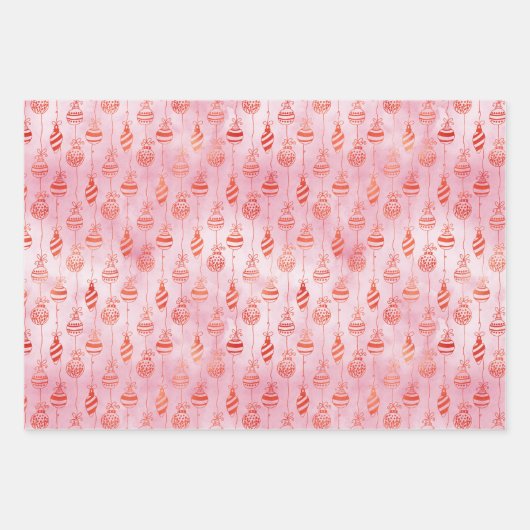 Cute Pink Oranje Gold Kerstfeestdag Inpakpapier Vel (Voorkant 2)