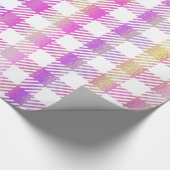 Cute Pink Oranje Iridescent Gingham Pattern Cadeaupapier (Hoek)