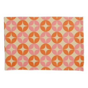 Cute Pink Oranje Mid Century Mod Geometric Patroon Kussensloop