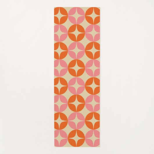 Cute Pink Oranje Mid Century Mod Geometric Patroon Yogamat (Voorkant)