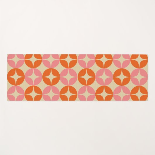 Cute Pink Oranje Mid Century Mod Geometric Patroon Yogamat (Voorkant (horizontaal))