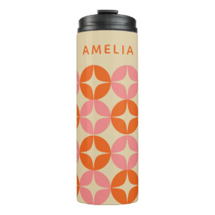 Cute Pink Oranje Mid Mod Geometric Personated Thermosbeker