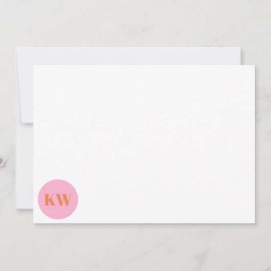 Cute Pink Oranje Monogram Initialen Gepersonalisee Bedankkaart (Voorkant)