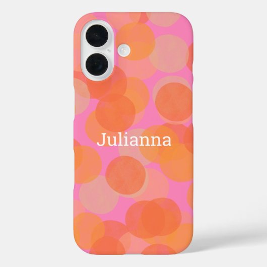 Cute Pink Oranje Waterverf Patroon Gepersonaliseer Case-Mate iPhone Case (Achterkant)