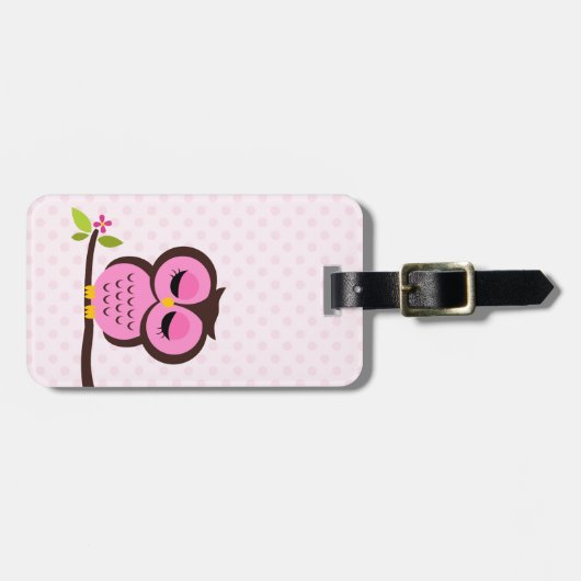 Cute Pink Owl Bagagelabel (Voorkant horizontaal)