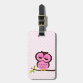 Cute Pink Owl Bagagelabel (Voorkant verticaal)